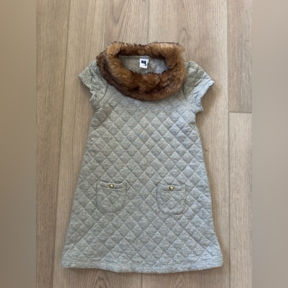 Janie and Jack Gray Dress with Brown Collar 👧🤎 - Picture 1 of 7